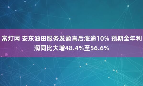富灯网 安东油田服务发盈喜后涨逾10% 预期全年利润同比大增48.4%至56.6%
